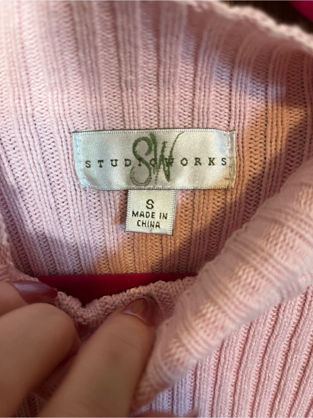Studio Works Pink Ribbed Mock-Neck Sweater - Picture 3 of 3
